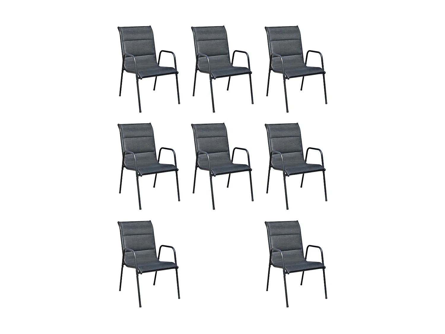 Garden Furniture -  Ensemble à manger d'extérieur 9 pcs Acier Noir