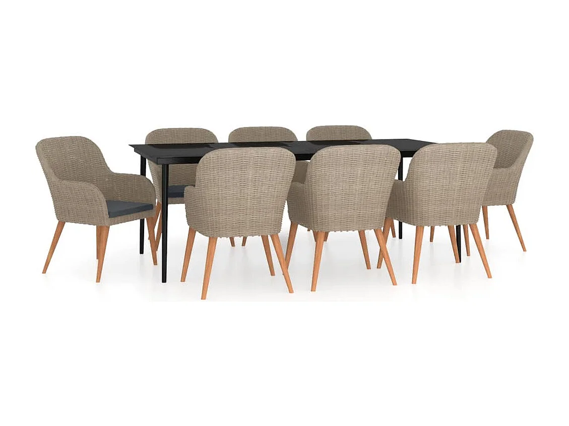 Coole  Juego de comedor de jardín 9 piezas y cojines marrón