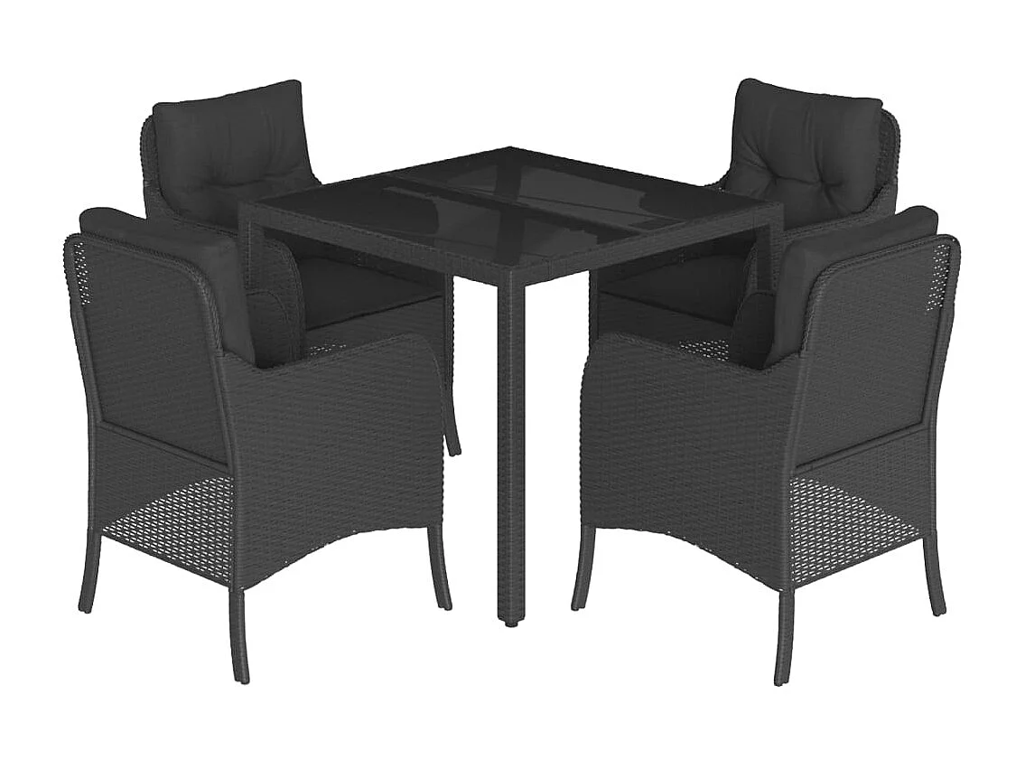 Prolenta Premium -  5-delige Tuinset met kussens poly rattan zwart