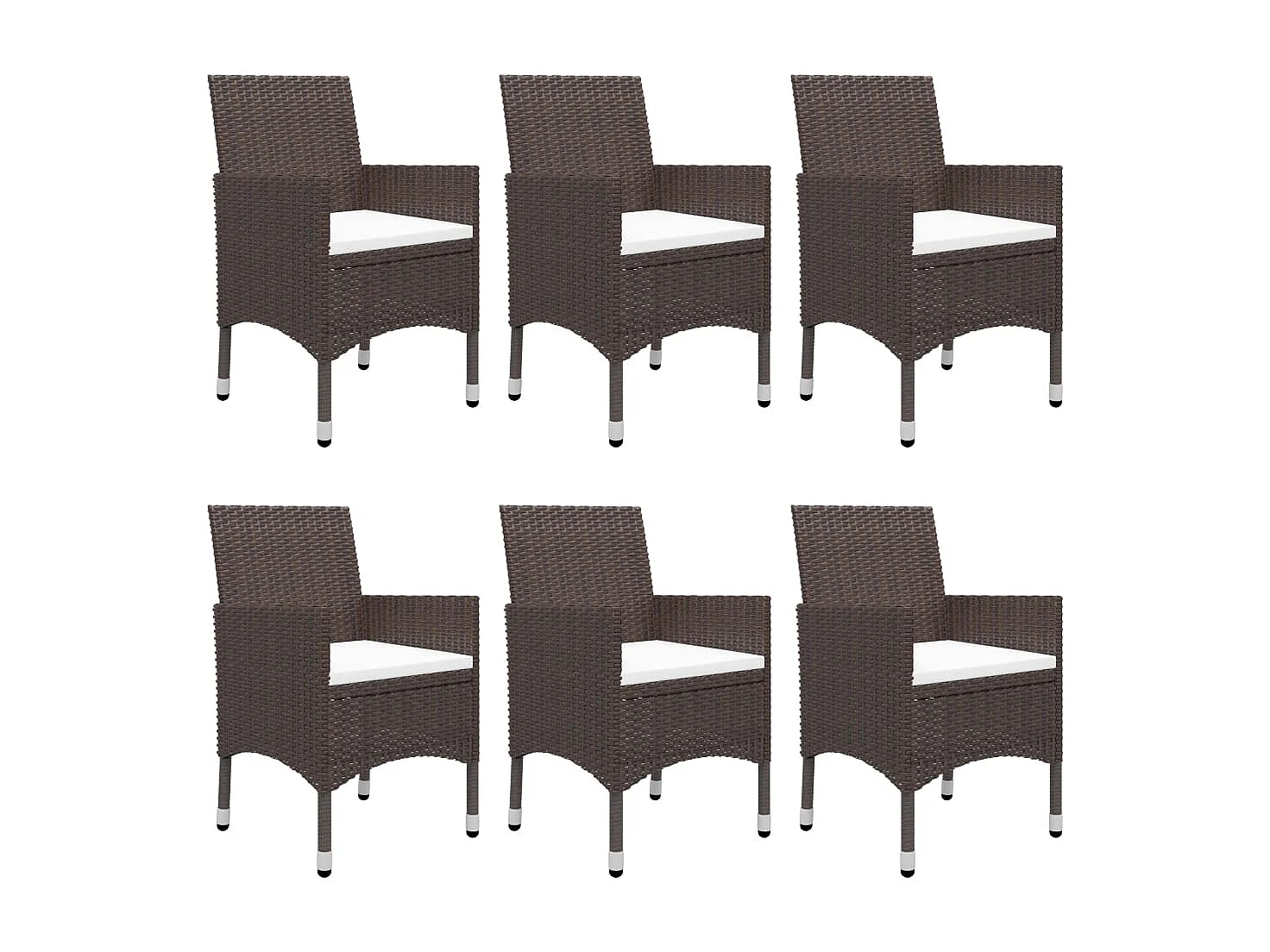 Qilren  Ensemble à manger de jardin 7 pcs Marron