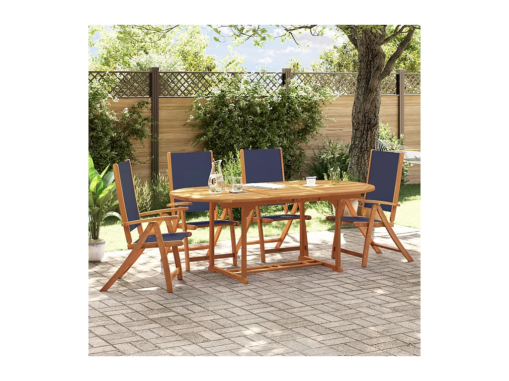 Yljo  Ensemble à manger de jardin 5pcs bois d'acacia solide textilène