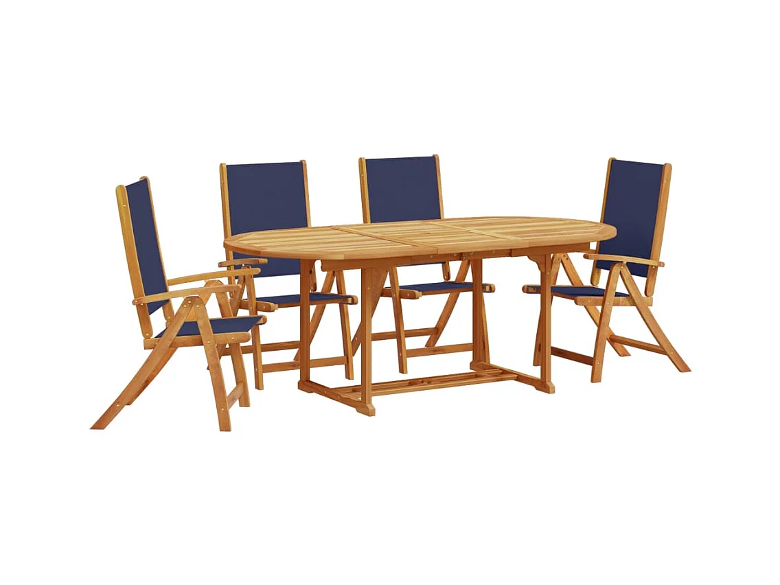 Yljo  Juego comedor de jardín 5 pzas madera maciza acacia y textileno