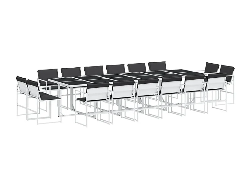 Williamstown  Ensemble à manger de jardin avec coussins 17pcs blanc textilène