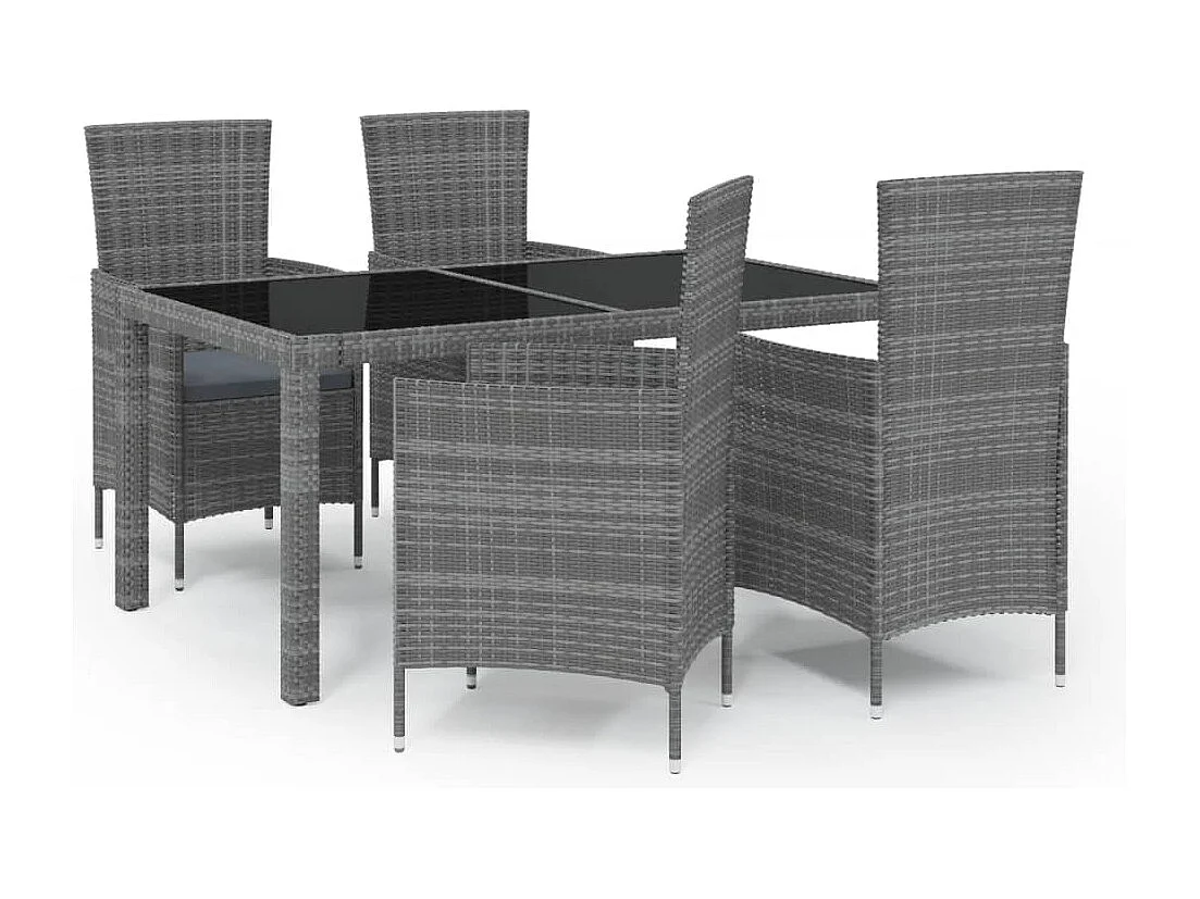 Prolenta Premium -  Ensemble à manger d'extérieur 5pcs coussins résine tressée gris