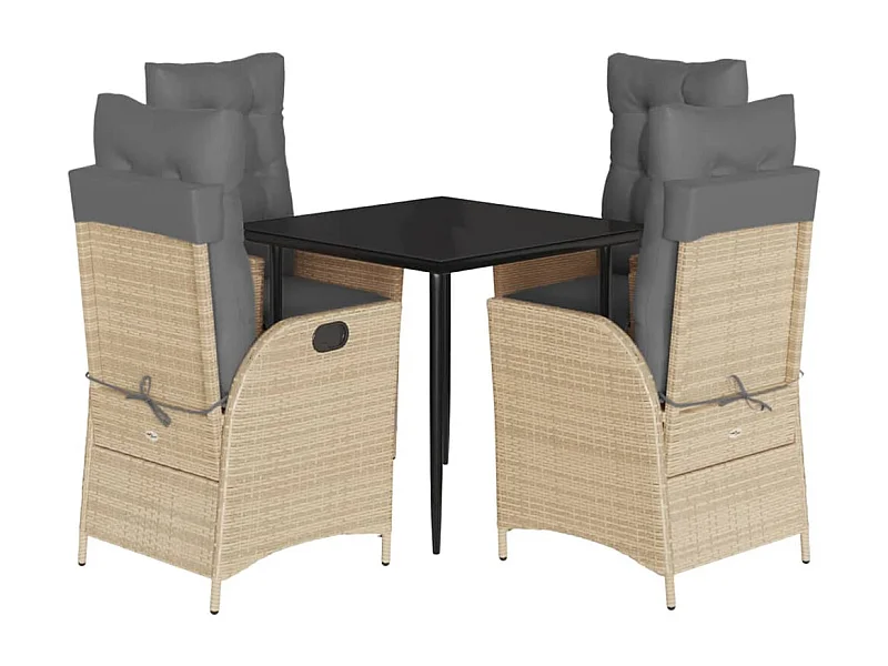 Warner Robins  Set comedor de jardín 5 pzas con cojines ratán sintético beige