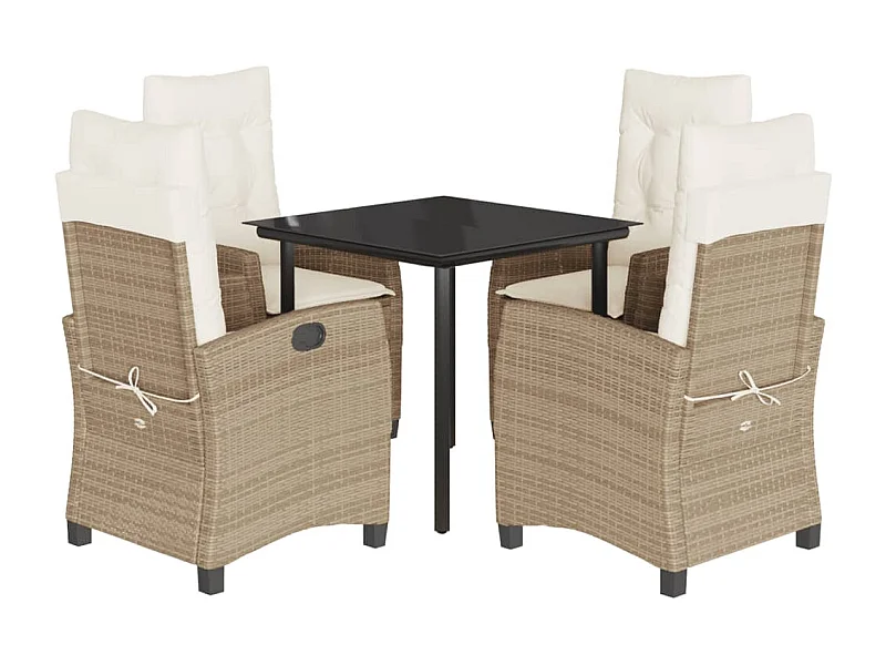 Danira  5-delige Tuinset met kussens poly rattan beige