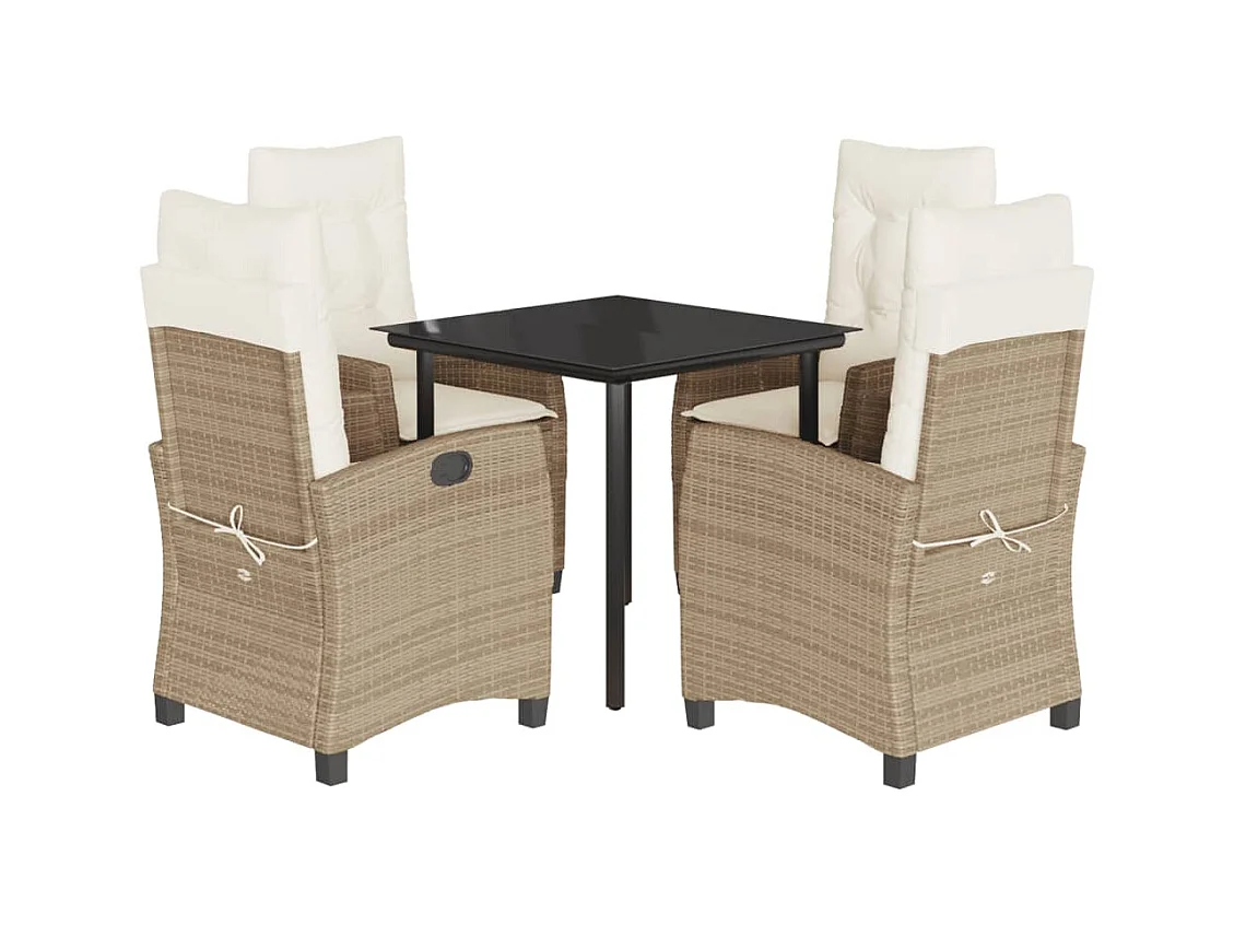 Danira  5-delige Tuinset met kussens poly rattan beige