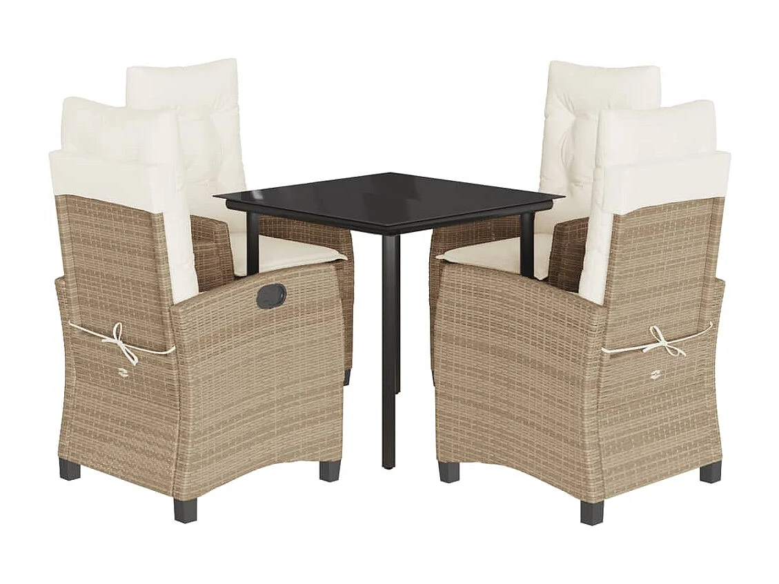 Danira  Ensemble à manger de jardin avec coussins 5pcs Beige poly rotin