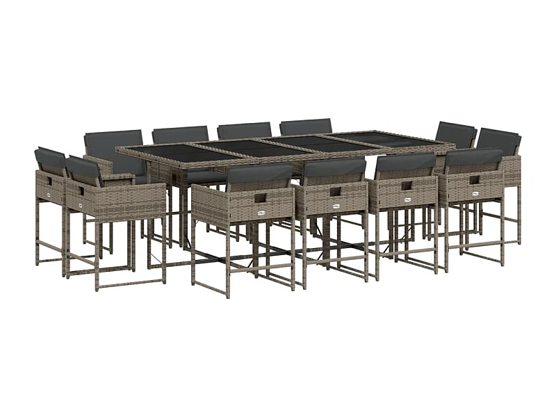Brienne  13-delige Tuinset met kussens poly rattan grijs