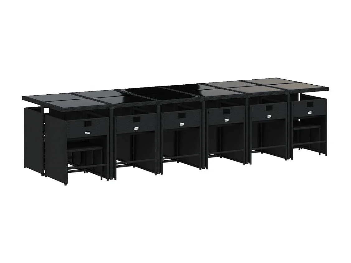 Enfield  Ensemble à manger de jardin 17 pcs coussins noir résine tressée