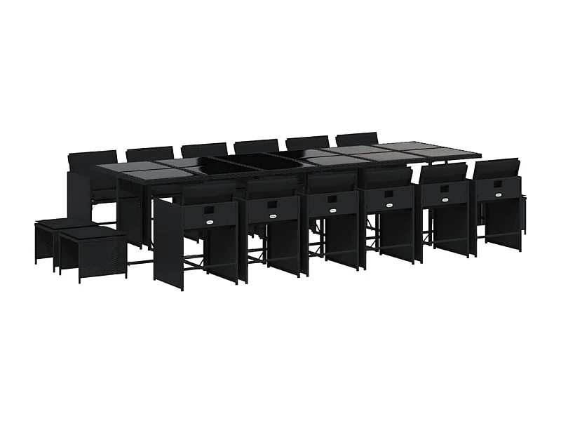 Enfield  Ensemble à manger de jardin 17 pcs coussins noir résine tressée