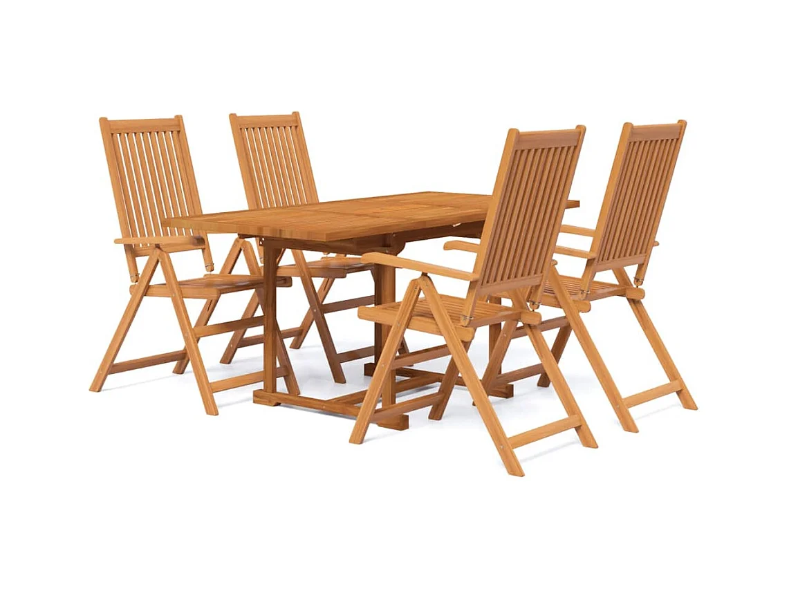 Sterre  Juego de comedor de jardín 5 piezas madera maciza de acacia