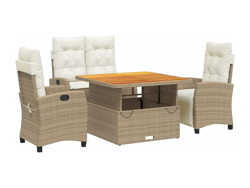 Brazil  Ensemble à manger de jardin coussins 4 pcs beige résine tressée