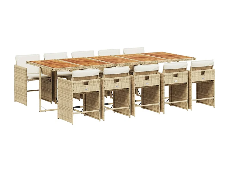 Heeswijk-Dinther  Ensemble à manger de jardin et coussins 11 pcs beige poly rotin