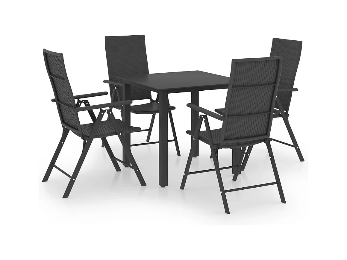 Rick Mason  Ensemble à manger de jardin 5 pcs noir