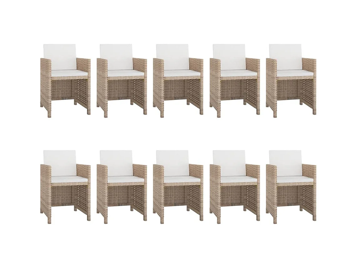 Kyllar  Ensemble à manger d’extérieur et coussins 11 pcs Résine tressée