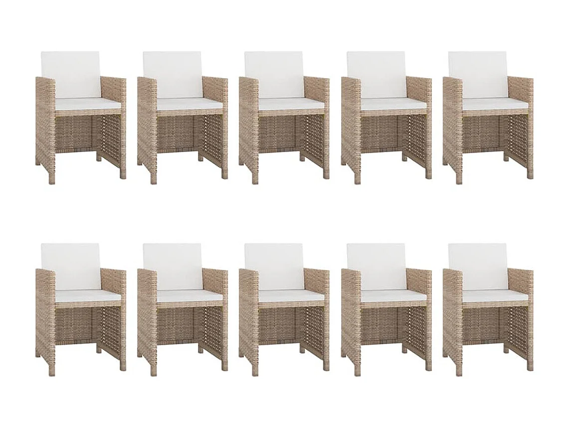 Kyllar  11-delige Tuinset met kussens poly rattan beige