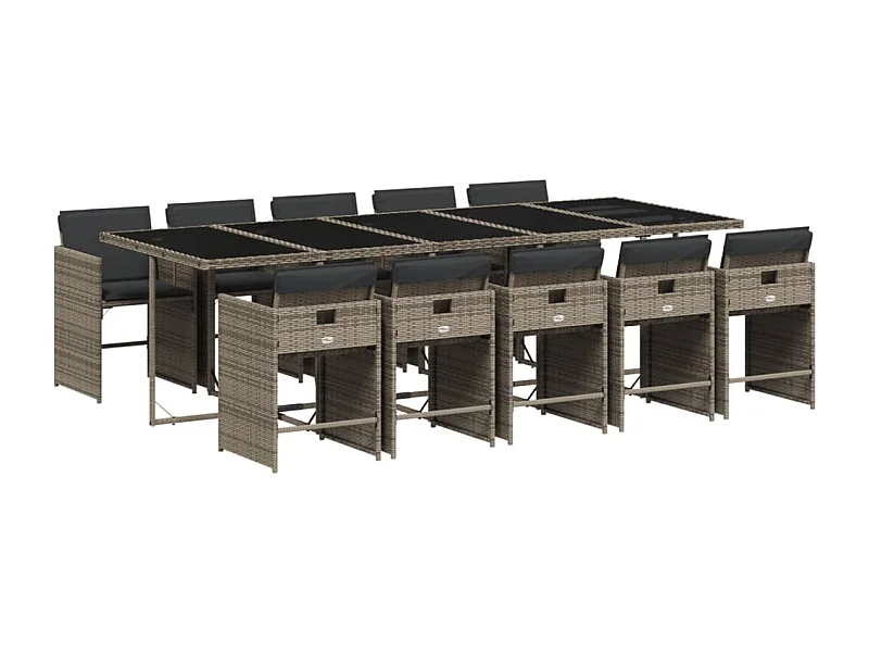 Heeswijk-Dinther  11-delige Tuinset met kussens poly rattan grijs