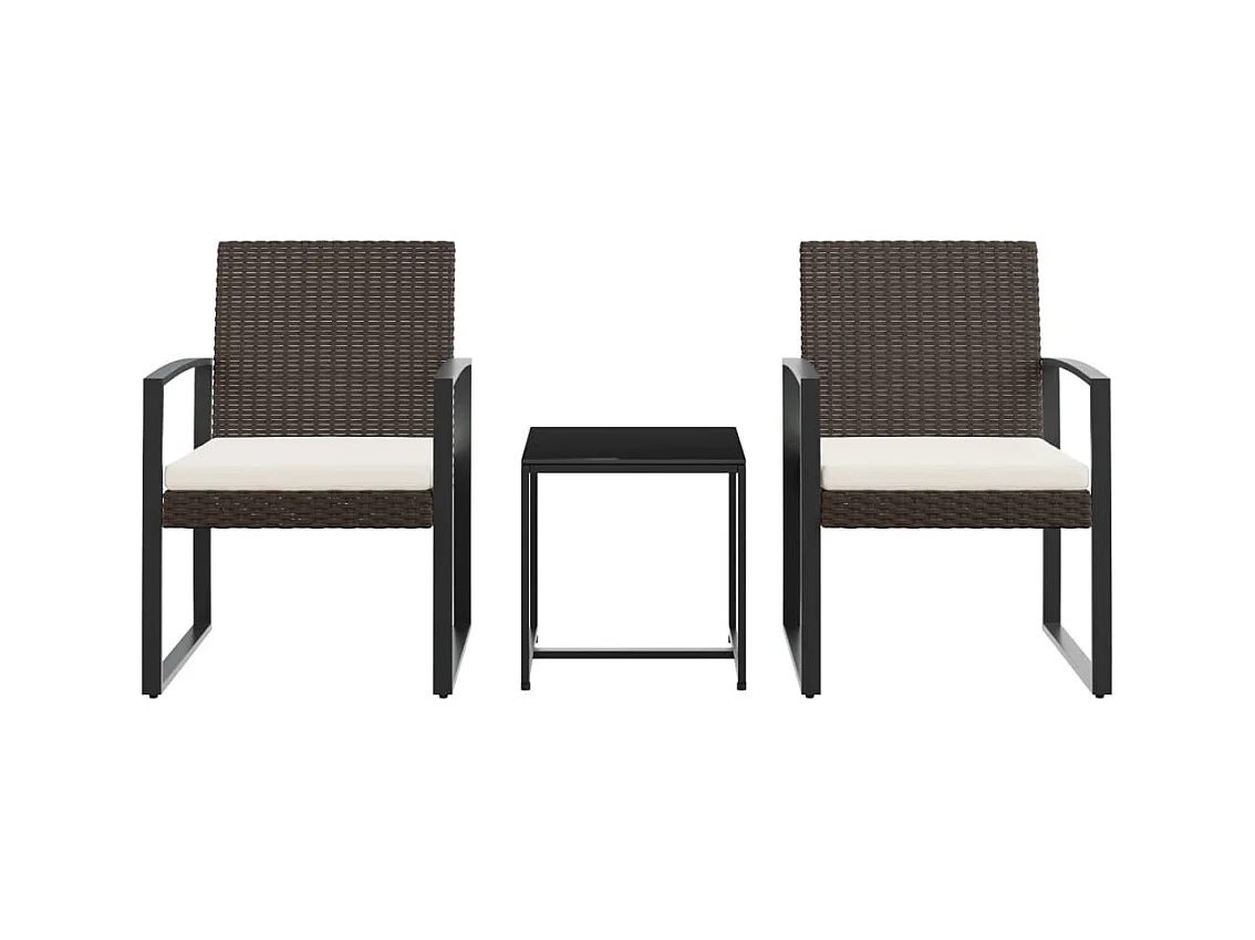 Marie-Philomène  3-delige Tuinset met kussens polypropeen rattan bruin