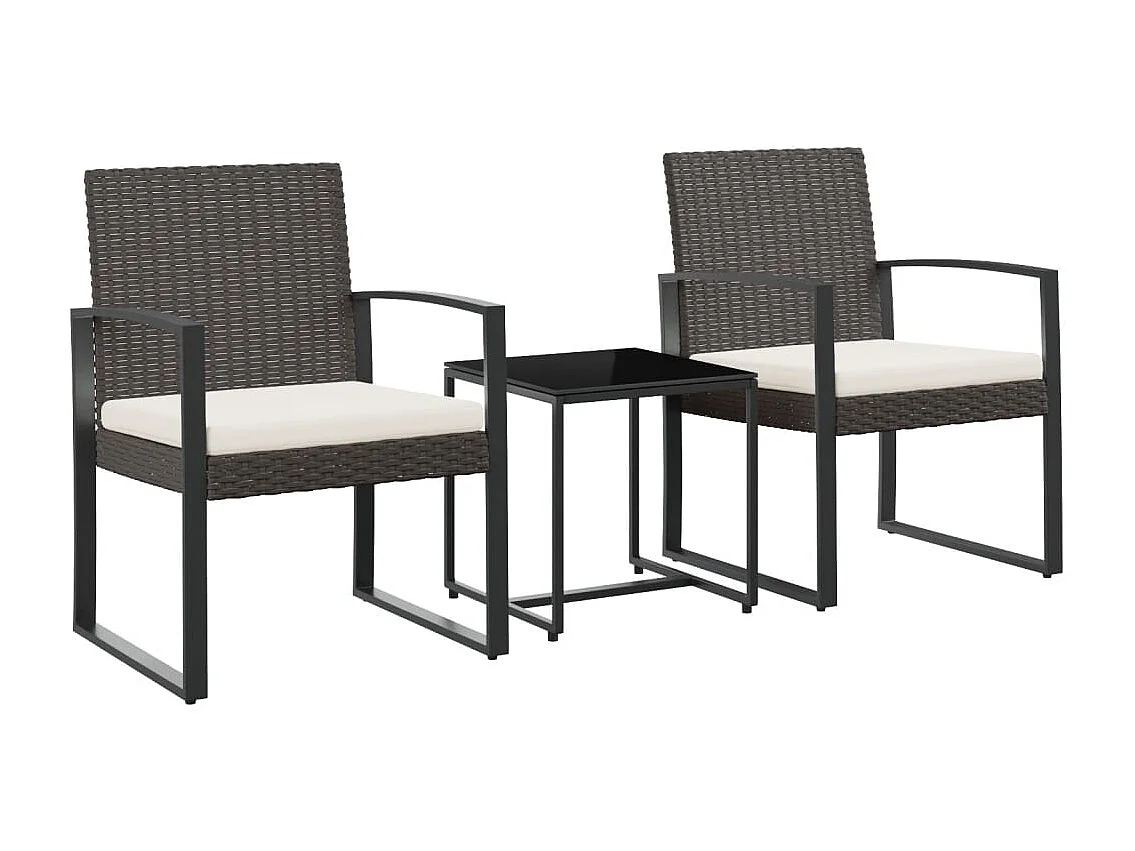 Marie-Philomène  Ensemble à manger de jardin avec coussins 3 pcs marron rotin PP