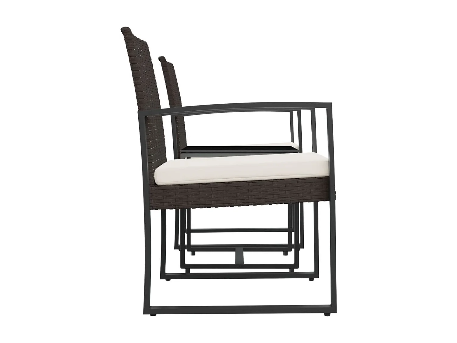 Marie-Philomène  Ensemble à manger de jardin avec coussins 3 pcs marron rotin PP