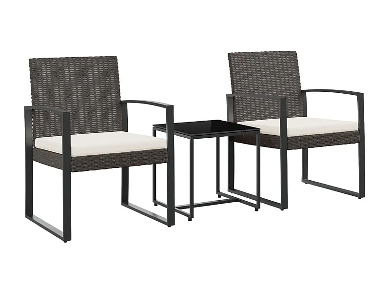 Marie-Philomène  Ensemble à manger de jardin avec coussins 3 pcs marron rotin PP