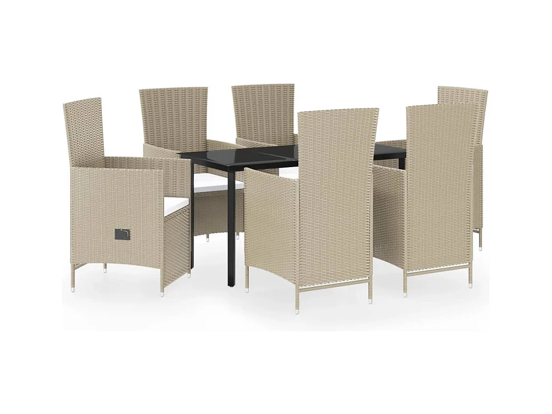 Central Point  7-delige Tuinset met kussens beige