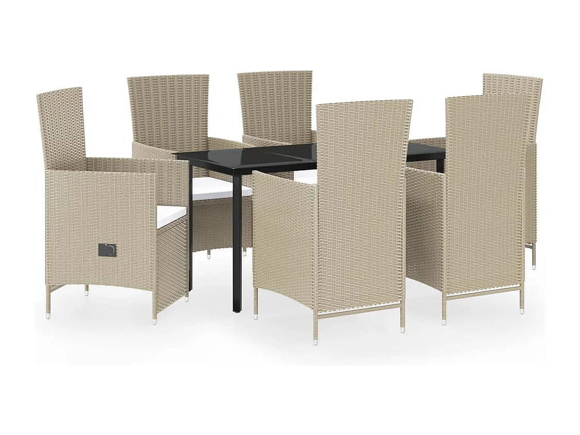 Central Point  Ensemble à manger de jardin avec coussins 7 pcs Beige