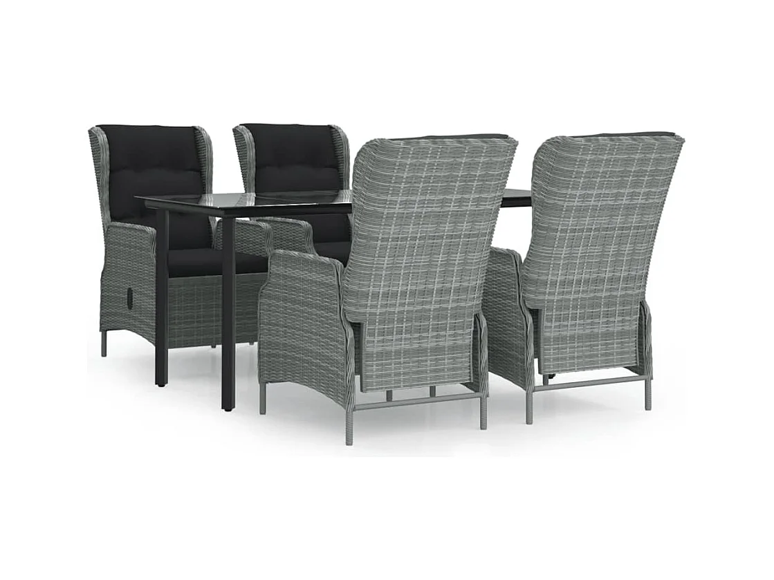Santa Rosa  Ensemble à manger de jardin 5 pcs Gris clair Résine tressée