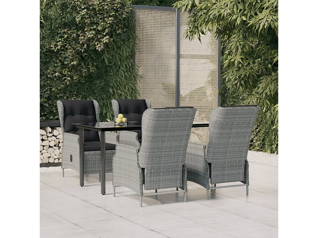 Santa Rosa  Ensemble à manger de jardin 5 pcs Gris clair Résine tressée