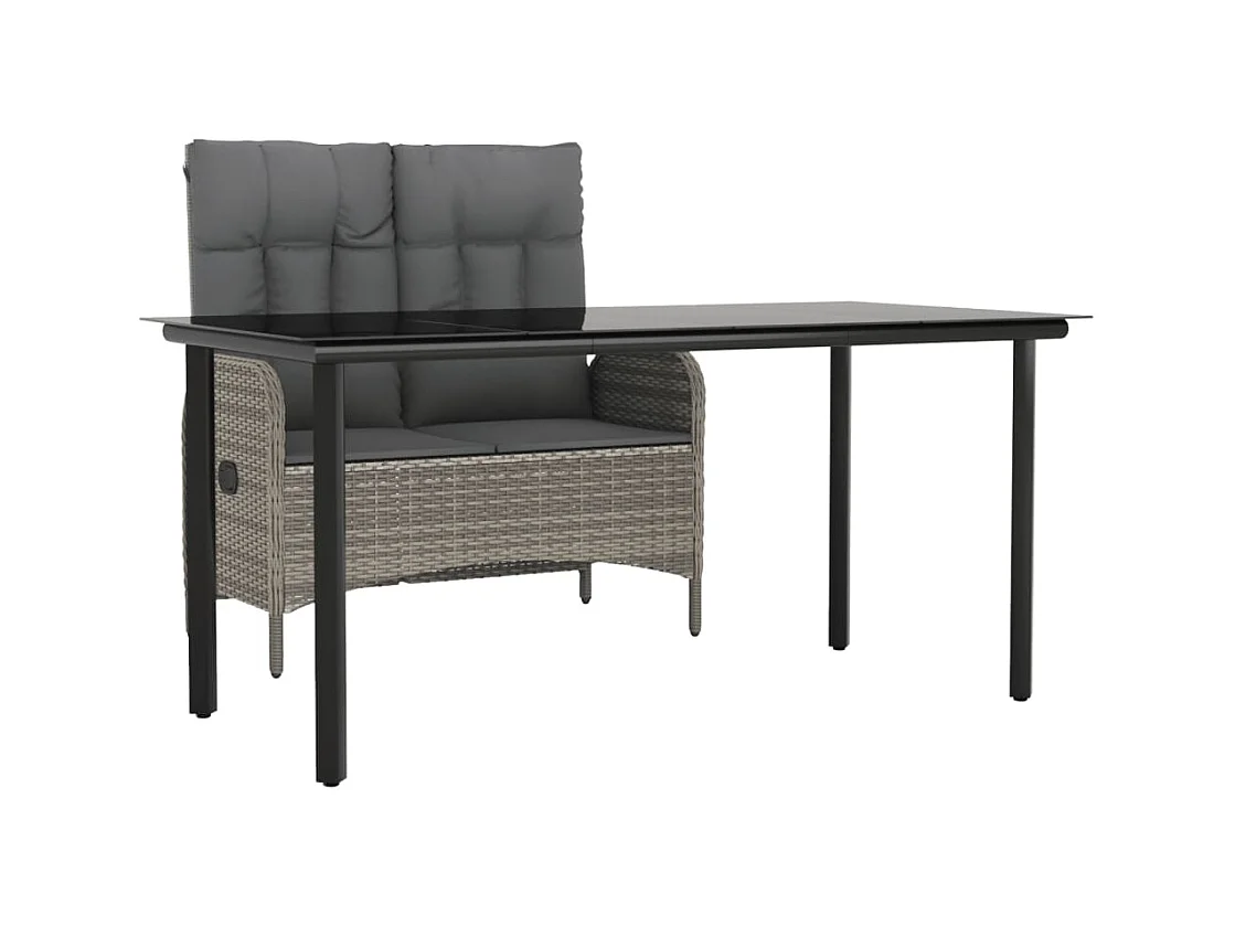 Atlin  Ensemble à manger jardin et coussins 2 pcs gris rotin