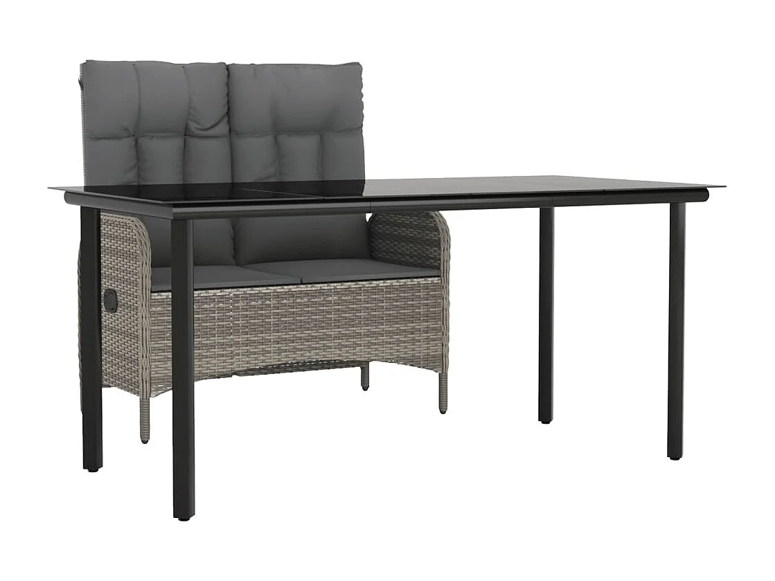 Atlin  Ensemble à manger jardin et coussins 2 pcs gris rotin