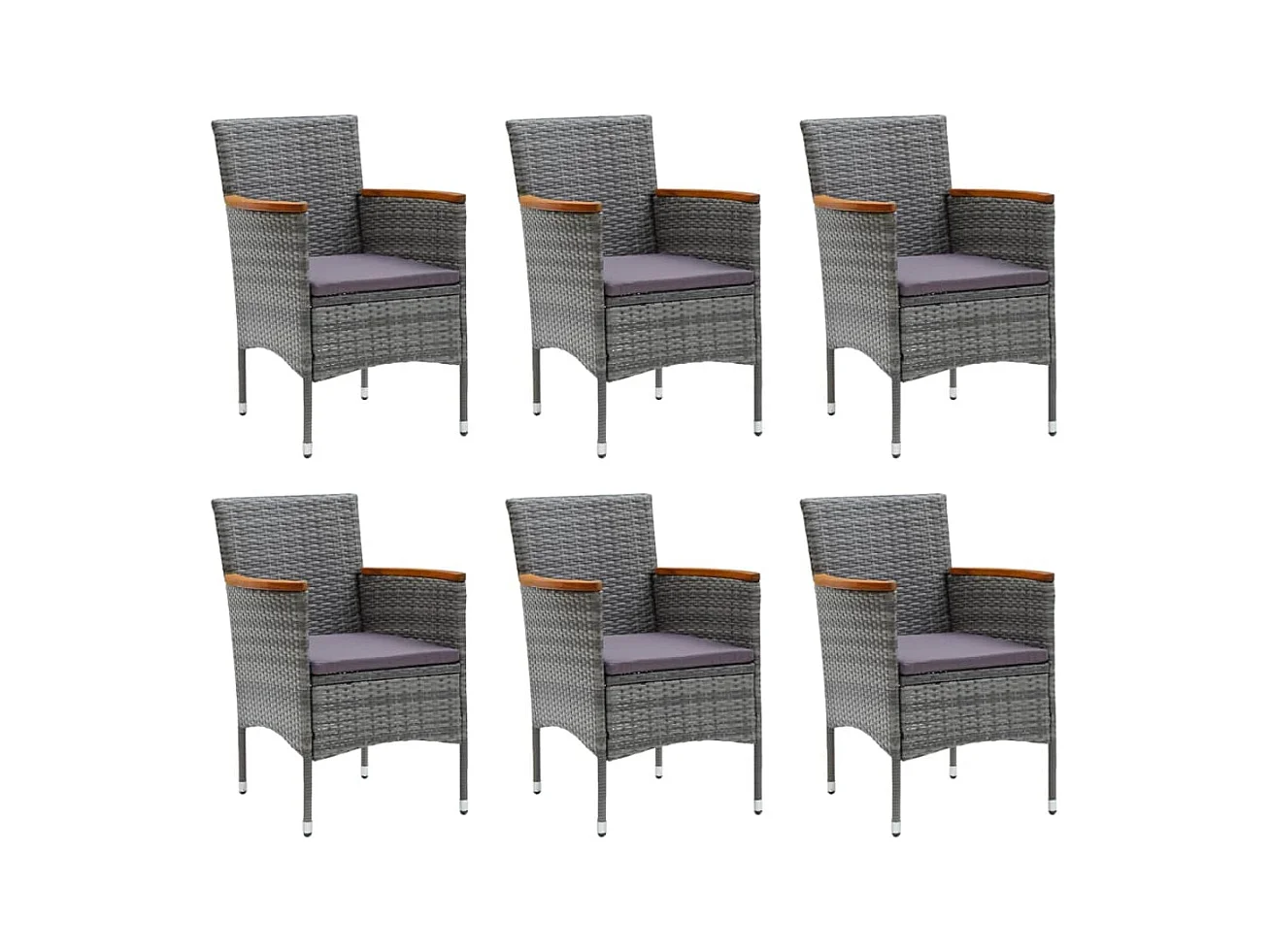 Wausau  Ensemble à manger de jardin coussins 7pcs Résine tressée Gris