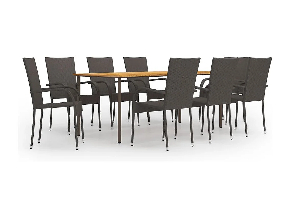 Eric Cole  Ensemble à manger de jardin 9 pcs Résine tressée Marron