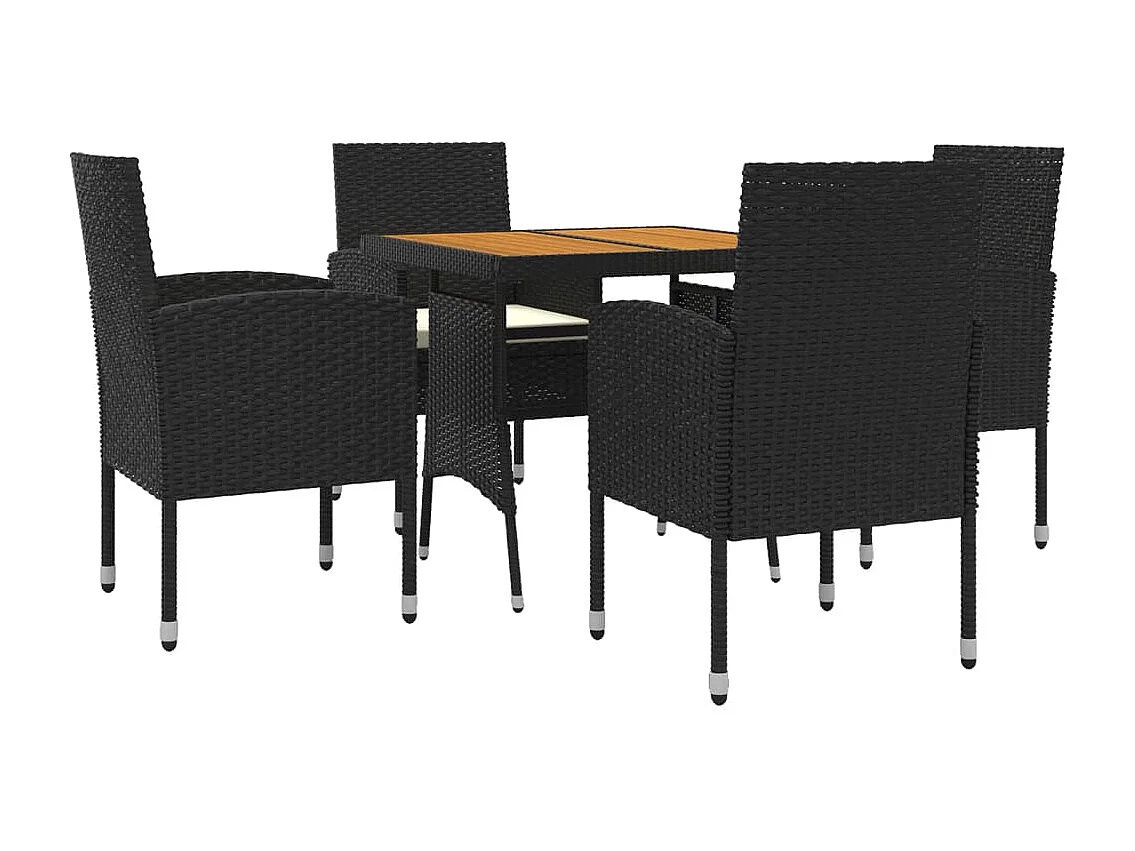 Prolenta Premium -  Juego de comedor de jardín 5 piezas ratán sintético negro