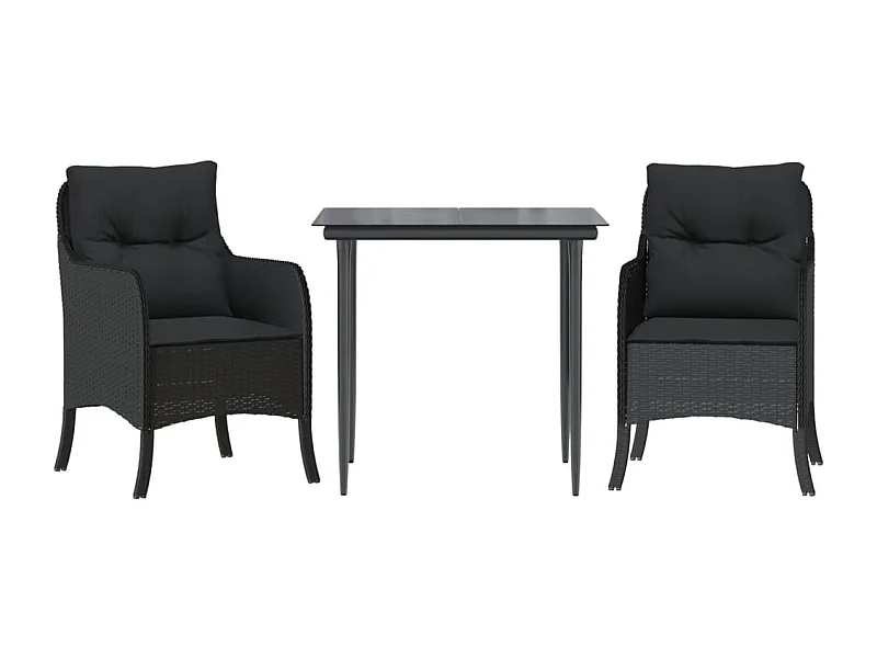 Tavian  Ensemble à manger de jardin avec coussins 3 pcs Noir