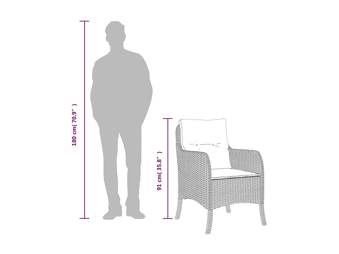 Tavian  Ensemble à manger de jardin avec coussins 3 pcs Noir