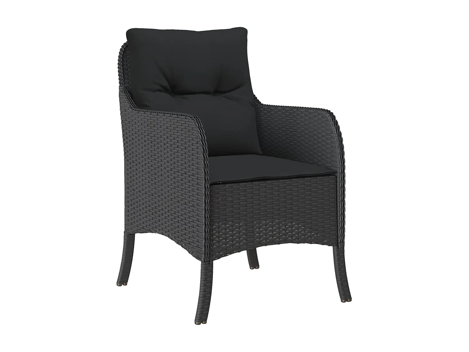 Tavian  Set comedor de jardín 3 pzas con cojines ratán sintético negro
