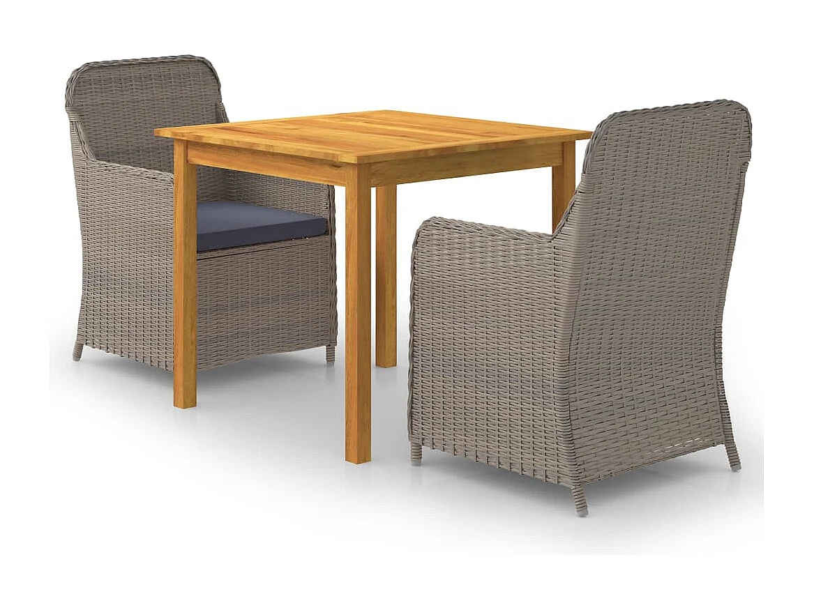 Hylan  Ensemble à manger de jardin 3 pcs Marron