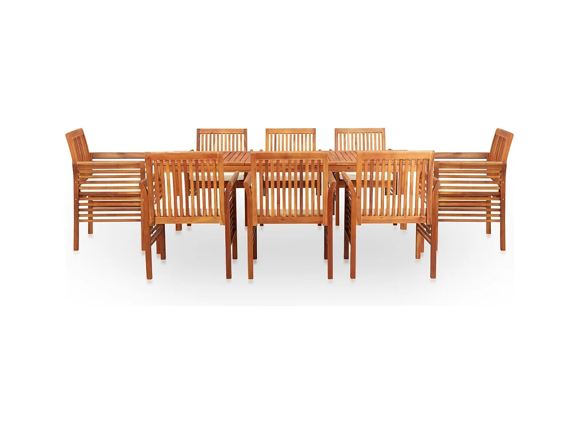 Naeem  Set comedor de jardín 9 pzas y cojines madera maciza de acacia