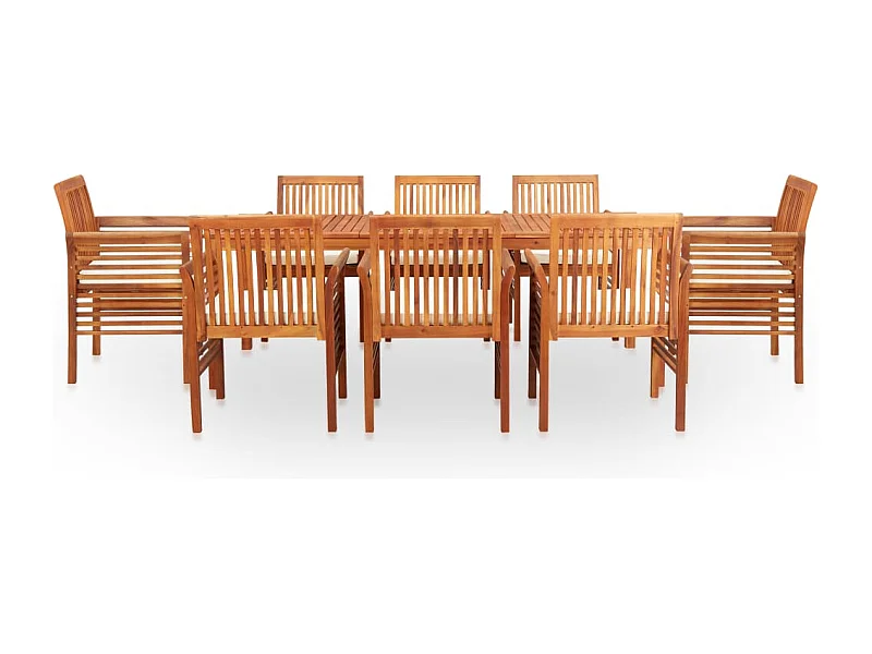 Naeem  Ensemble à manger d'extérieur 9 pcs et coussins Acacia solide