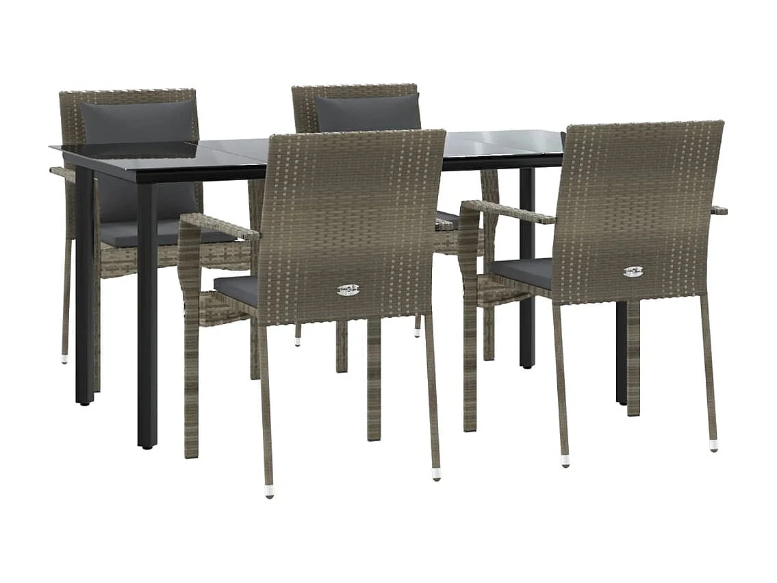 Rhett Logan  Ensemble à manger de jardin coussins 5 pcs noir et gris