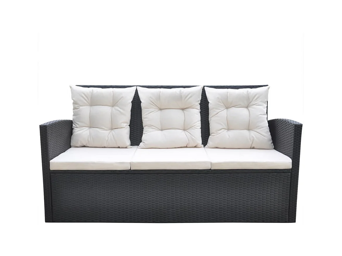 Marie-Lorraine  6-delige Tuinset met kussens poly rattan zwart