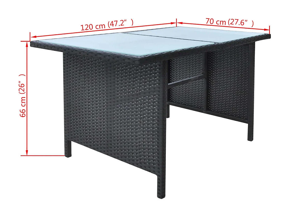 Marie-Lorraine  6-delige Tuinset met kussens poly rattan zwart