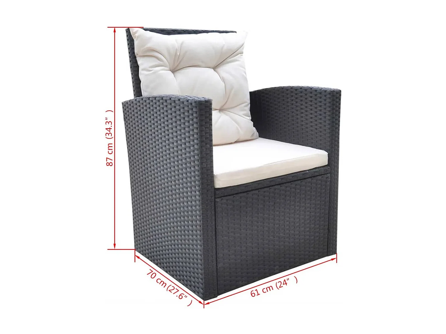 Marie-Lorraine  6-delige Tuinset met kussens poly rattan zwart