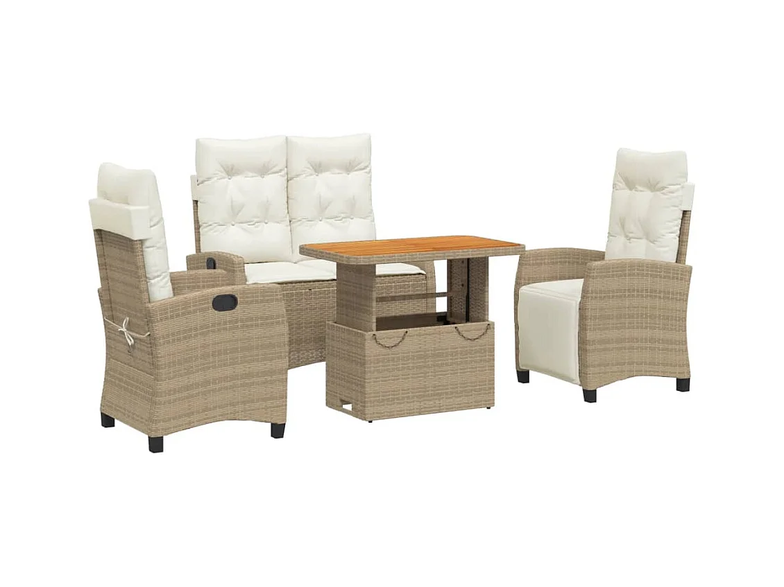 Brazil  Ensemble à manger de jardin coussins 4 pcs beige résine tressée