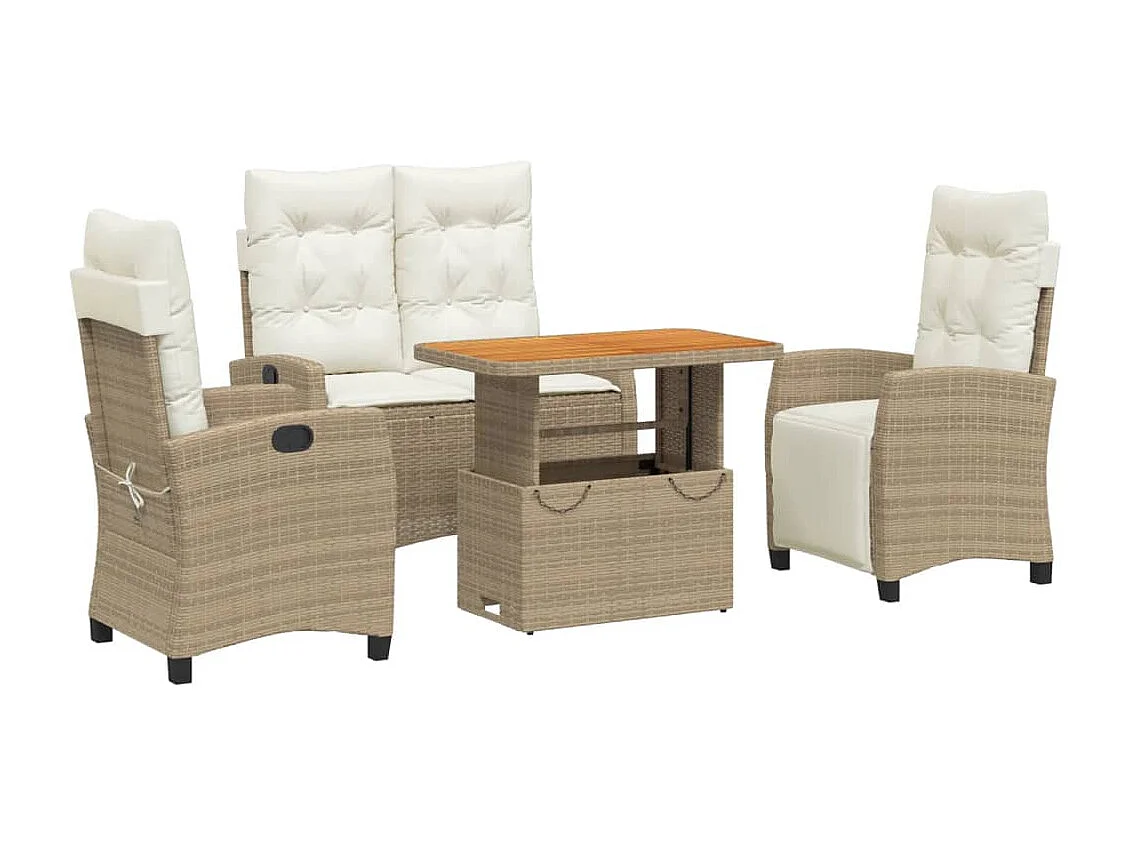 Brazil  4-delige Tuinset met kussens poly rattan beige