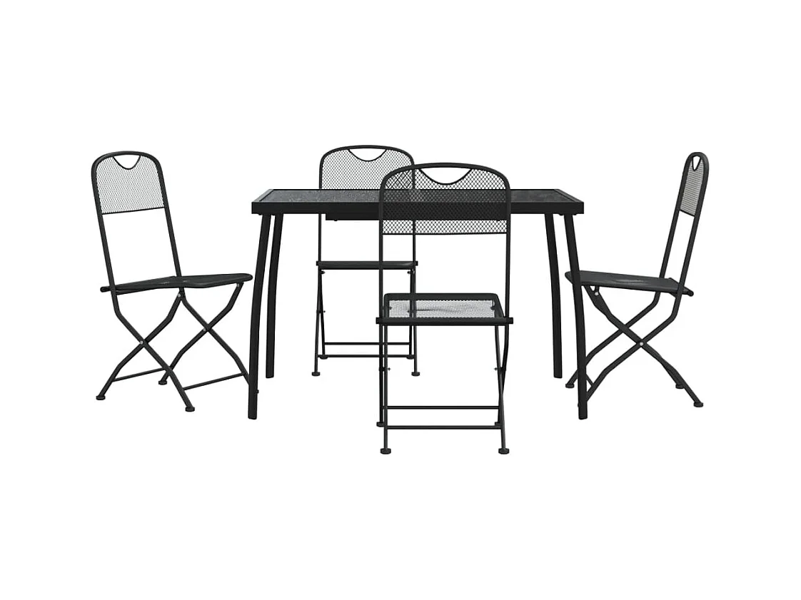 Luan  Ensemble à manger de jardin 5 pcs anthracite métal maille