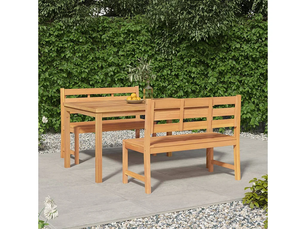 Addison Lee  Ensemble à manger de jardin 3 pcs Bois de teck massif