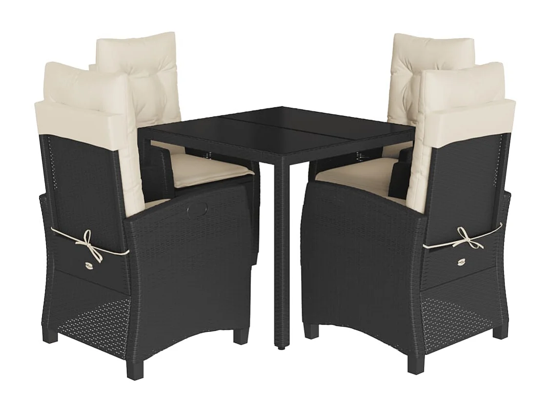 Prolenta Premium -  5-delige Tuinset met kussens poly rattan zwart